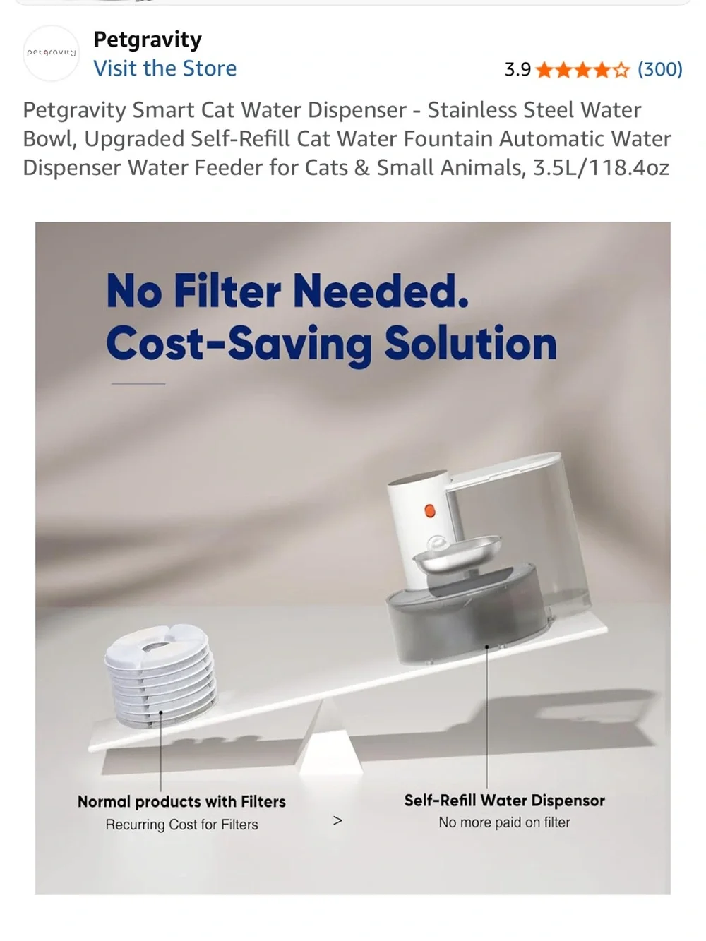 White & Gray Automatic Cat Water Dispenser